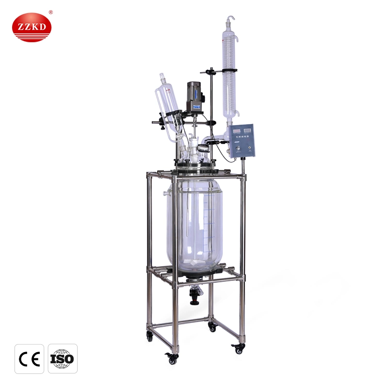 Laboratory Continuous Stirring Chemical Tank S-50L Jacketed Glass Borosilicate Reactor