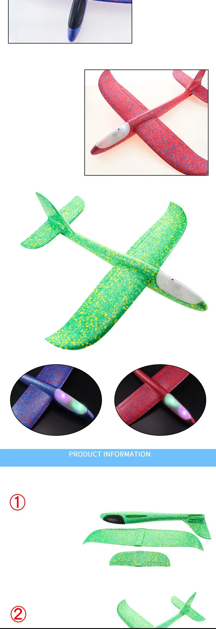 LED avion jouet lancer main Glider EVA Aircraft enfants Avions modèles jouets jouets d'extérieur drôle de sport