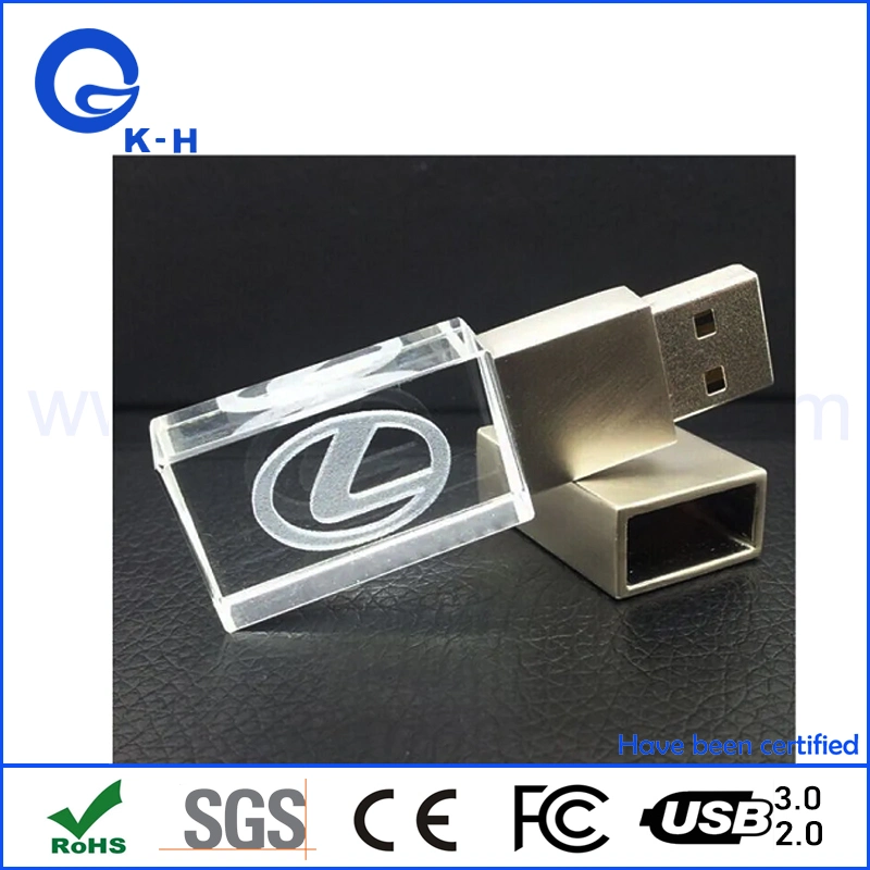 Wholesale Promotional Glass Memory USB Flash Disk Crystal Memory Drive 16GB 32GB