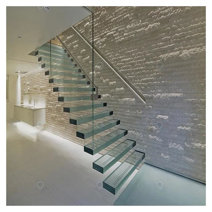 Prima Floating Straight Steel Railing Tempered Glass 304s. S Railing Staircase Stairs