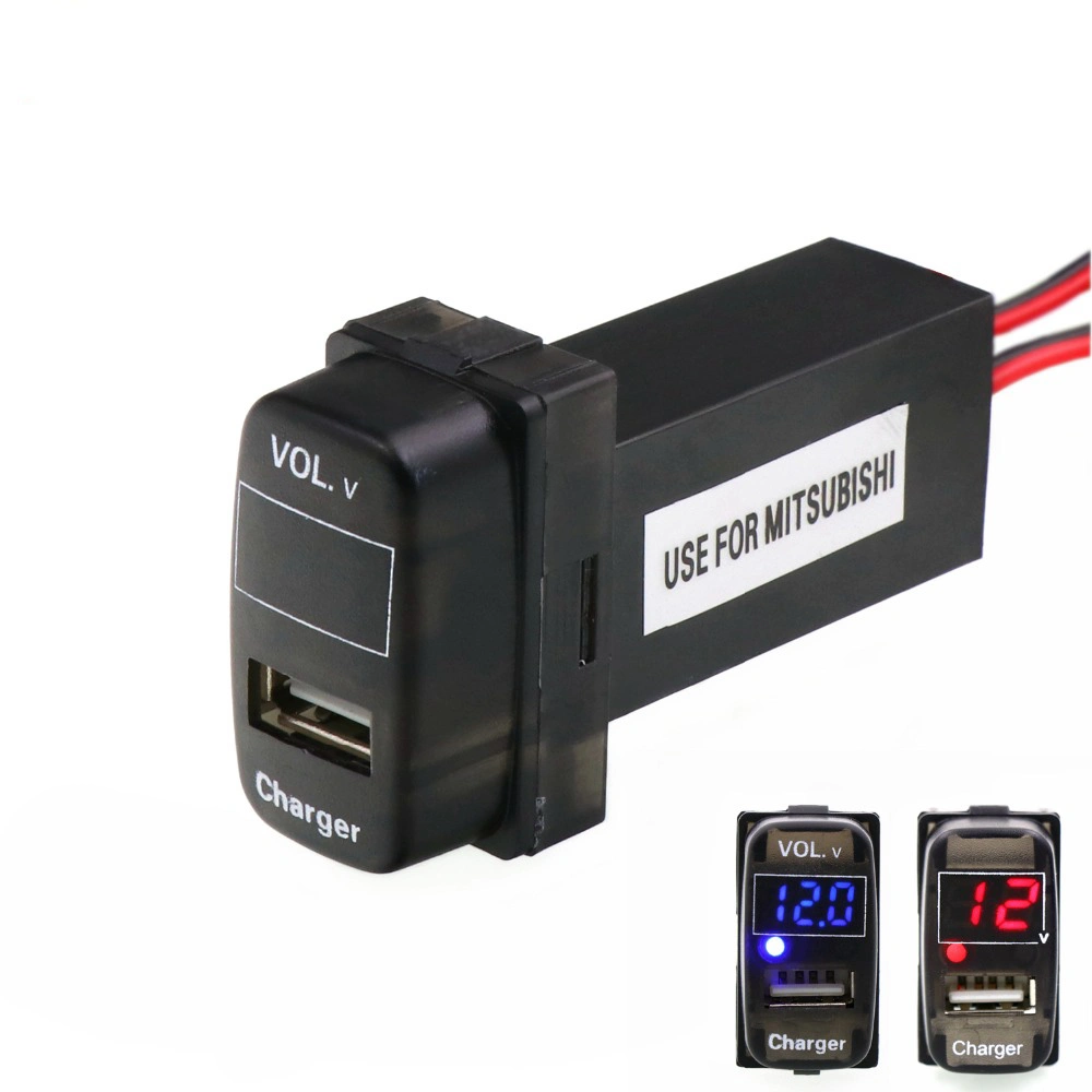 5V 2.1A USB Interface Socket Car Charger and Voltage Meter Battery Monitor Use for Mitsubishi, Asx, Lancer, Outlander, Pajero