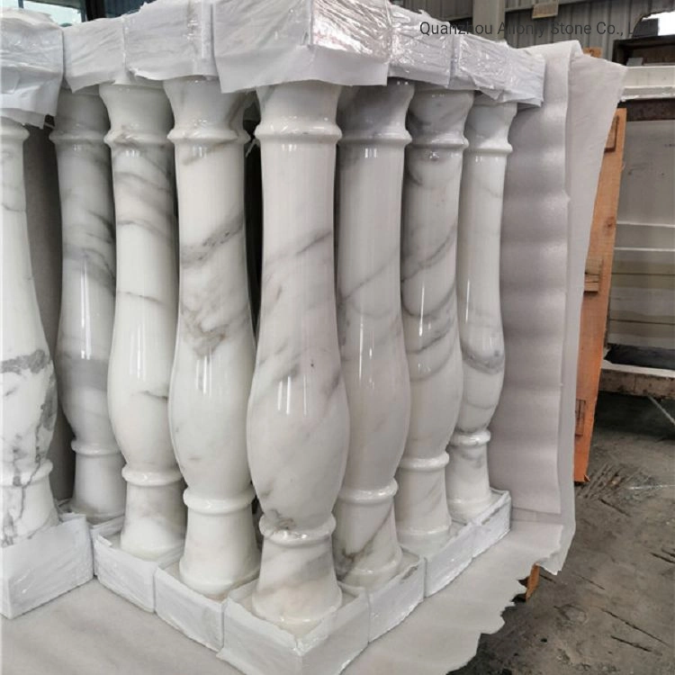 Modern Snow White Marble Balustrade Stairs Stone Railing Baluster