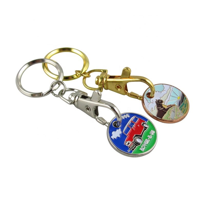 Custom Promotion Supermarket Cart Round Brass China Made Shopping Trolley Locker Token Coin Key Holder