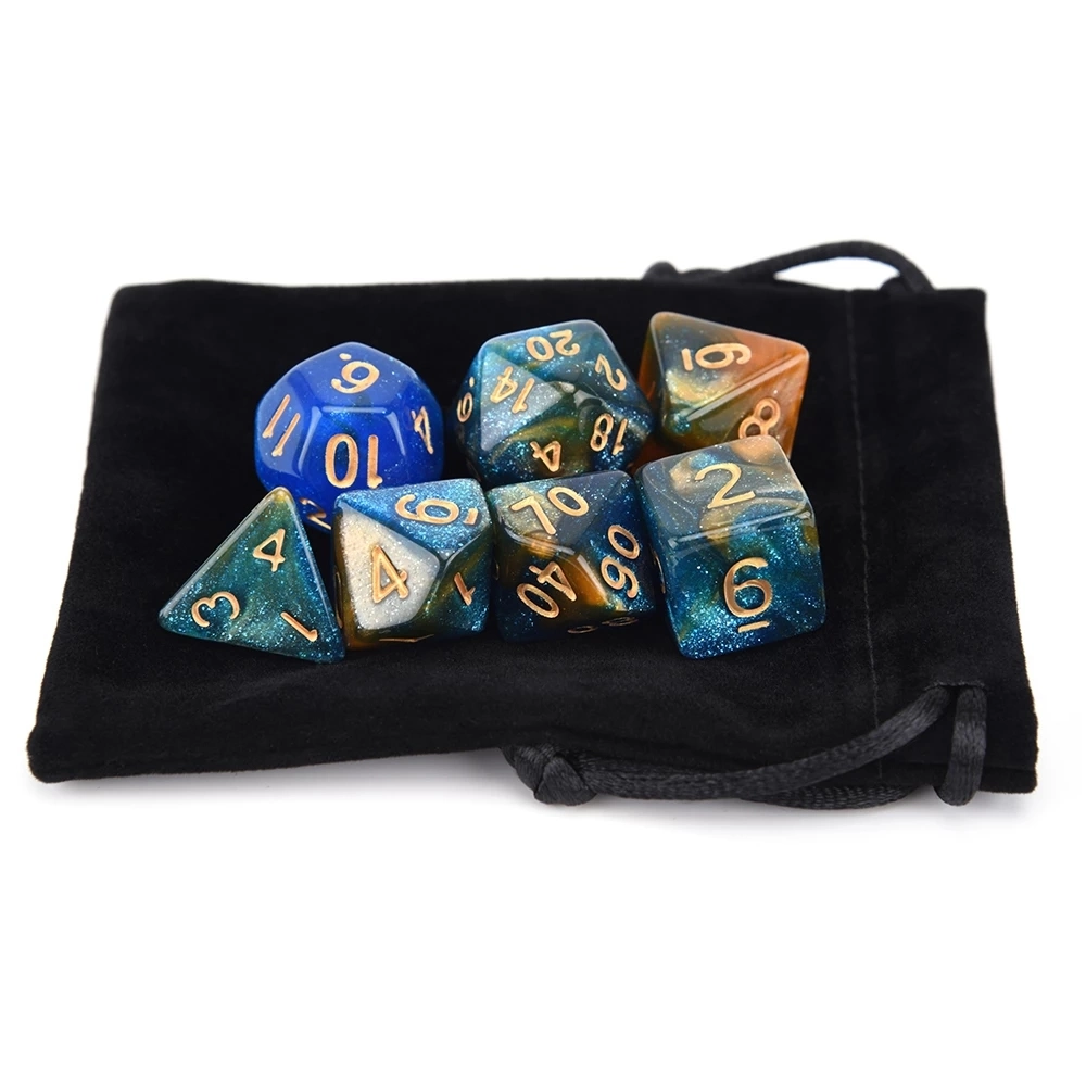 Gemstone de colores Rendimiento de alta calidad/alto costo Metal Casino Rainbow DND Digital dice Con bolsa de terciopelo