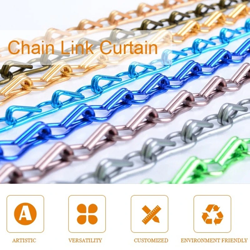 Anodized Metal Decorative Wire Mesh Aluminum Hook Chain Link Curtain, Hotel Curtain Wall Screen, Home Window Door Anti Fly Insect Curtain, Room Divider Curtain