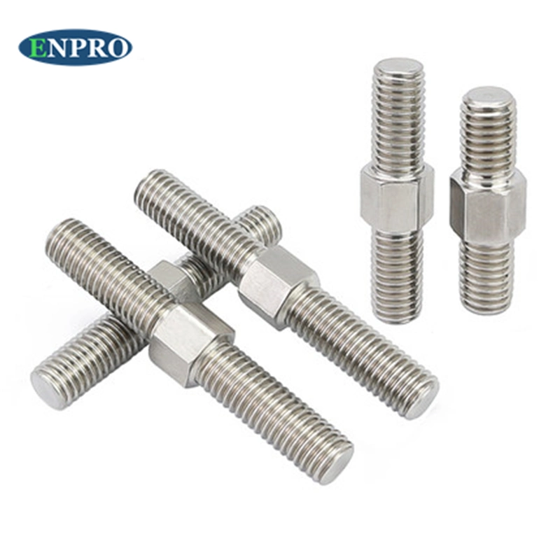 304 Stainless Steel Double Head Screw Bolt Screw Rod Two End Toothed Rod Threaded Bolt Stud with Hex Middle