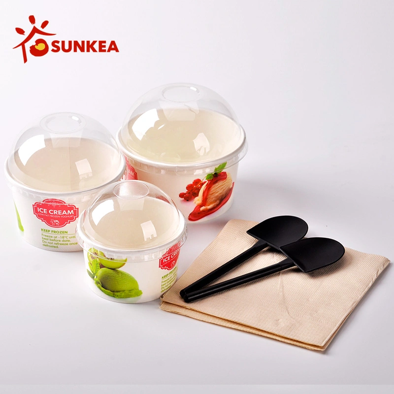 Sunkea Eco-friendly Packaging Ice Cream Cup para el embalaje de papel desechable Llévate una bañera de papel de helado congelado con diseño