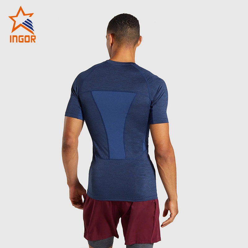 Ingorsports manches courtes pour Homme Fitness compression T-shirt vêtements de sport Usure de fonctionnement