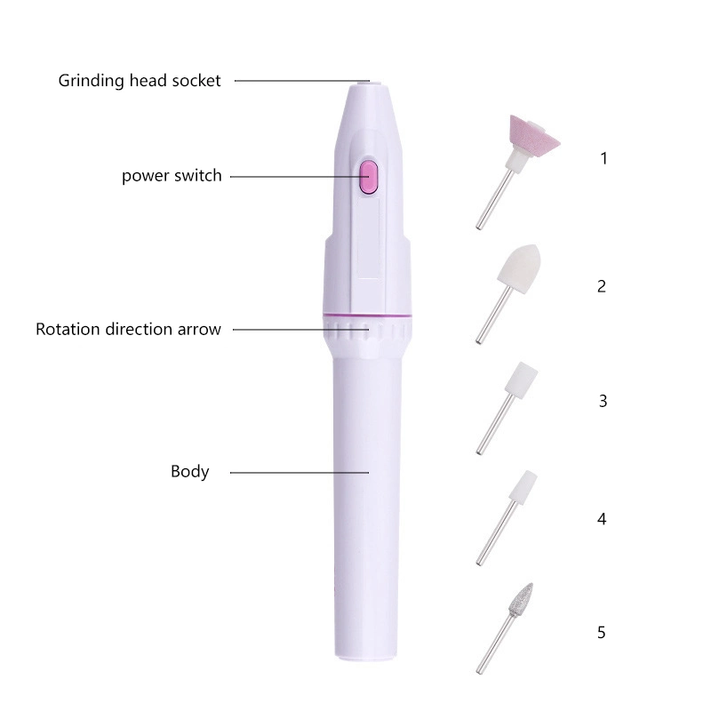 Tragbarer 5 in 1 Maniküre Pediküre Polnisch Nagellbohrer-Satz Schnurlose Elektrische Nagelbohrmaschine