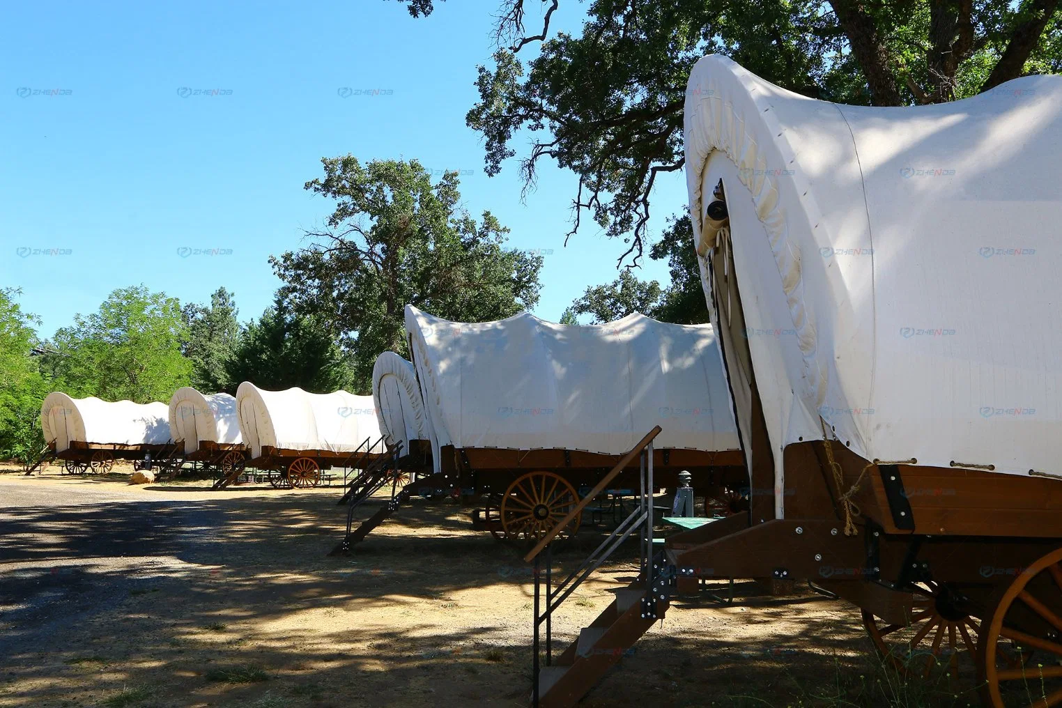 Camping y Senderismo carpas cubiertas de vagón Carriage de engranaje de cuerda de Glamping Tiendas de campaña