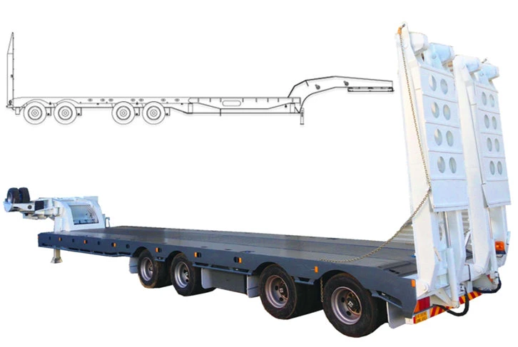 4 Axles Low Bed Deck Wide 3-3.5m Gooseneck Semi Trailer