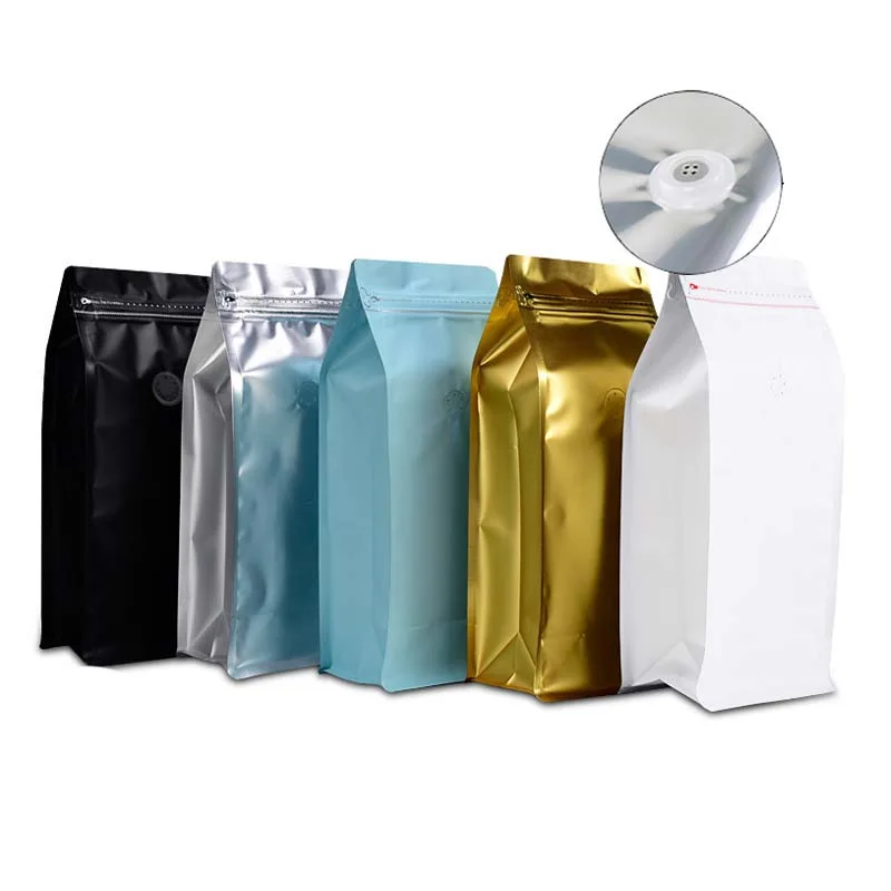 Matt Black Aluminum Foil 250g 500g 1kg Flat Bottom Coffee Packaging Bag with Zipper