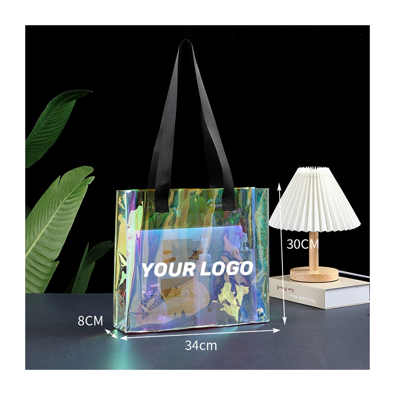 Custom Laser Stand up Bag for Package Holographic PVC Shopping Tote Bag