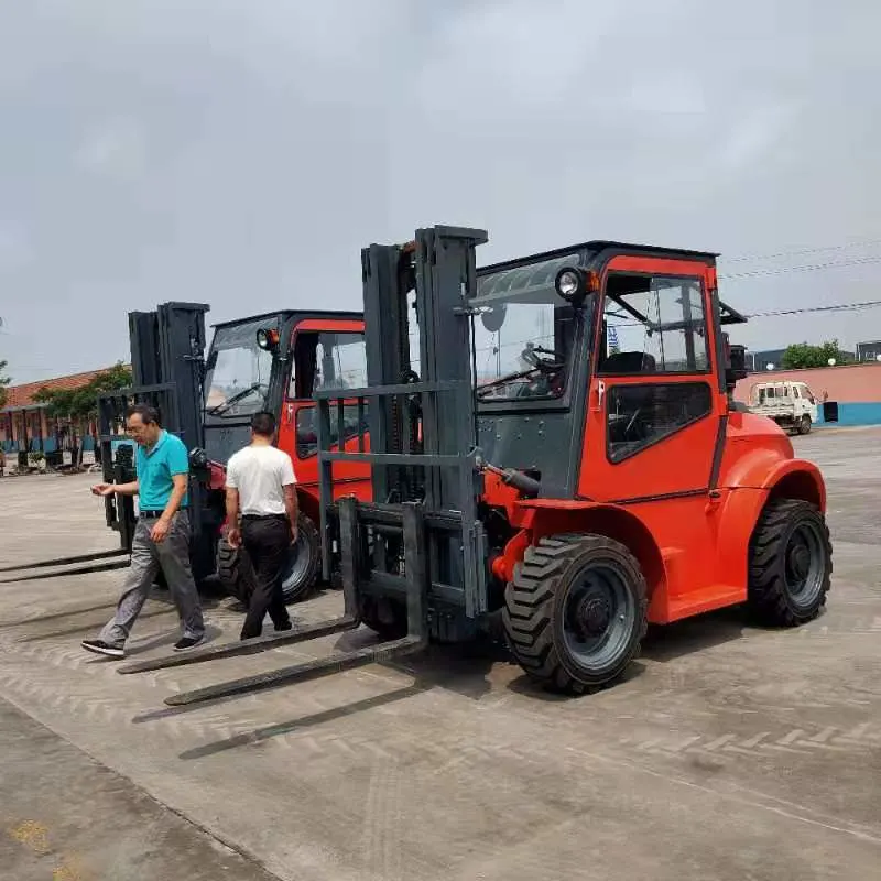 Manual Construction Equipment Sale Reach Brand All Terrain Forks for Made in China 4WD Hydraulic Manual Diesel Forklift Price