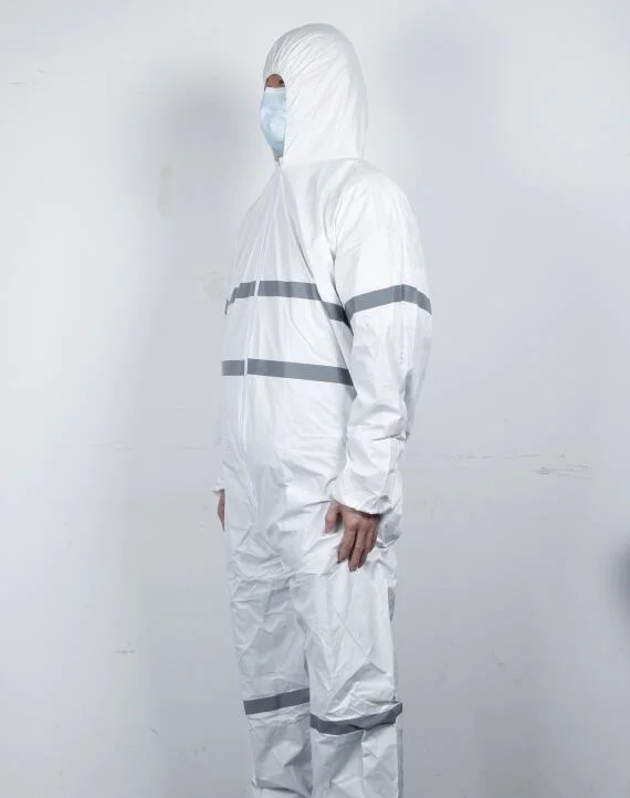 High Visible Disposable Coverall Worksuit Nonwoven PPE Safety Overall Protective Safety Microporous Protection Reflective Coverall with Reflectors