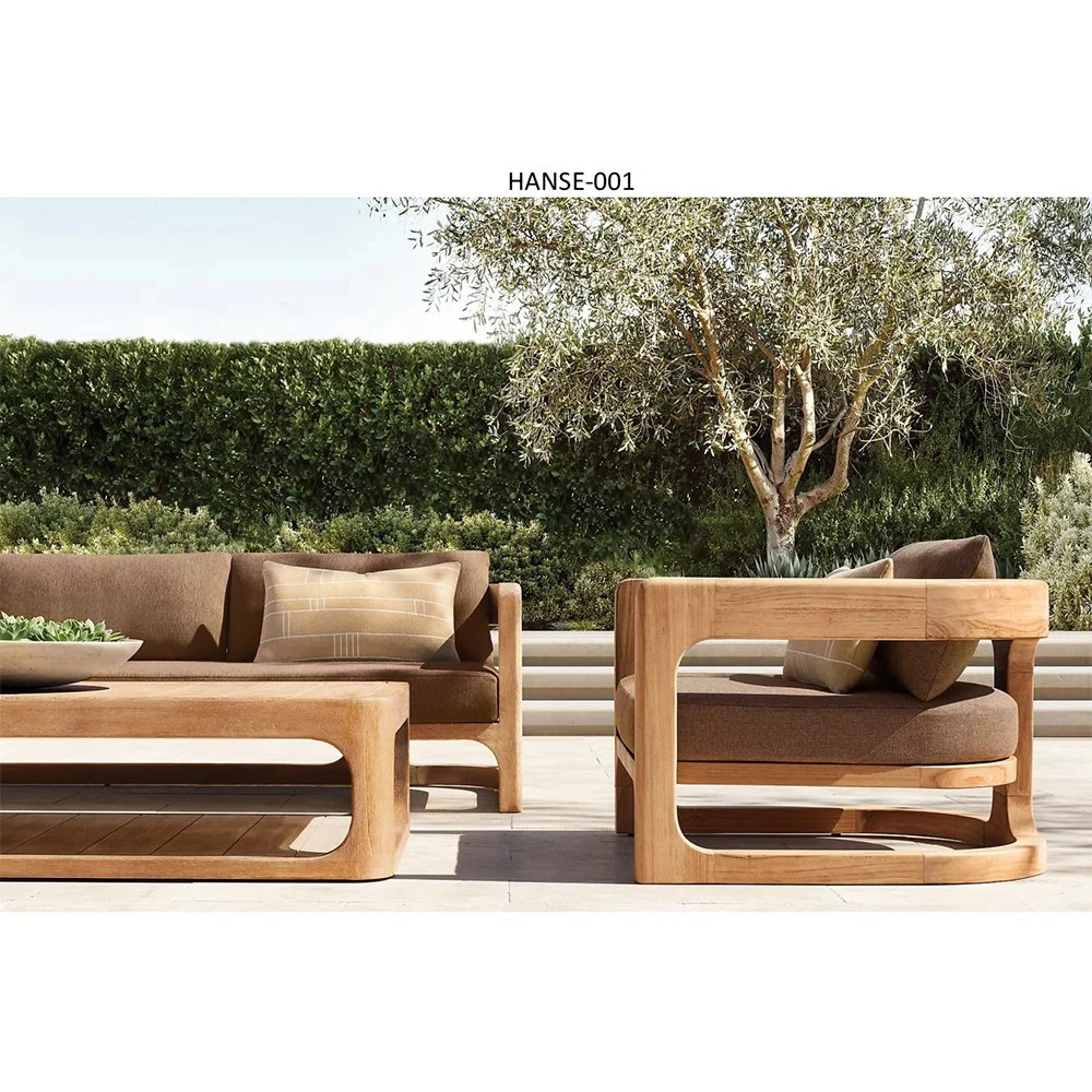 Modern Solid Wood Furniture with Cushions Sofa Set Living Room Garden Patio Hotel Sectional Outdoor Sofa