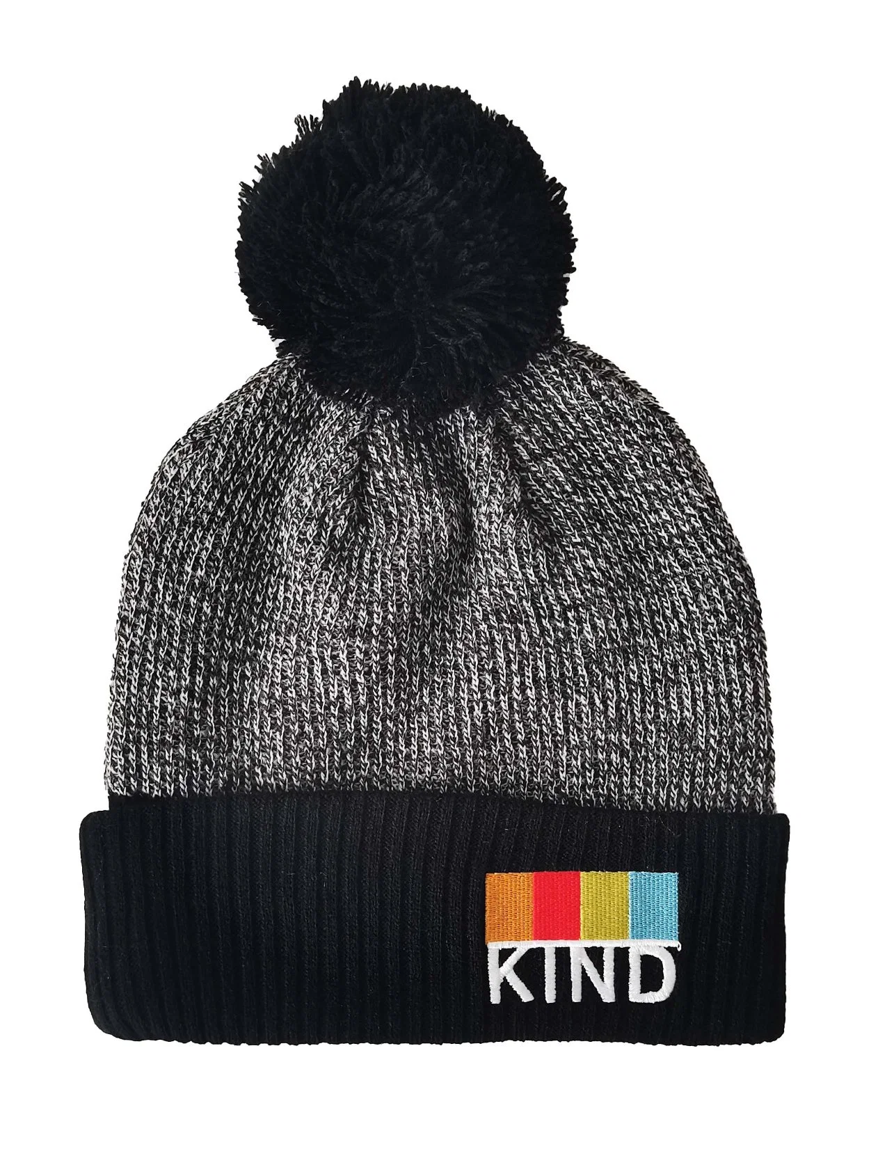 Kid Quality New-Arrival Melange Customized Embroidery Pompom Knitted Beanie Hat