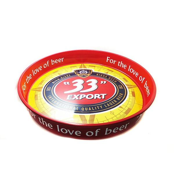 Round Shaped Metal Aluminum Serving Tray Anti Slip Beer Tin Tray