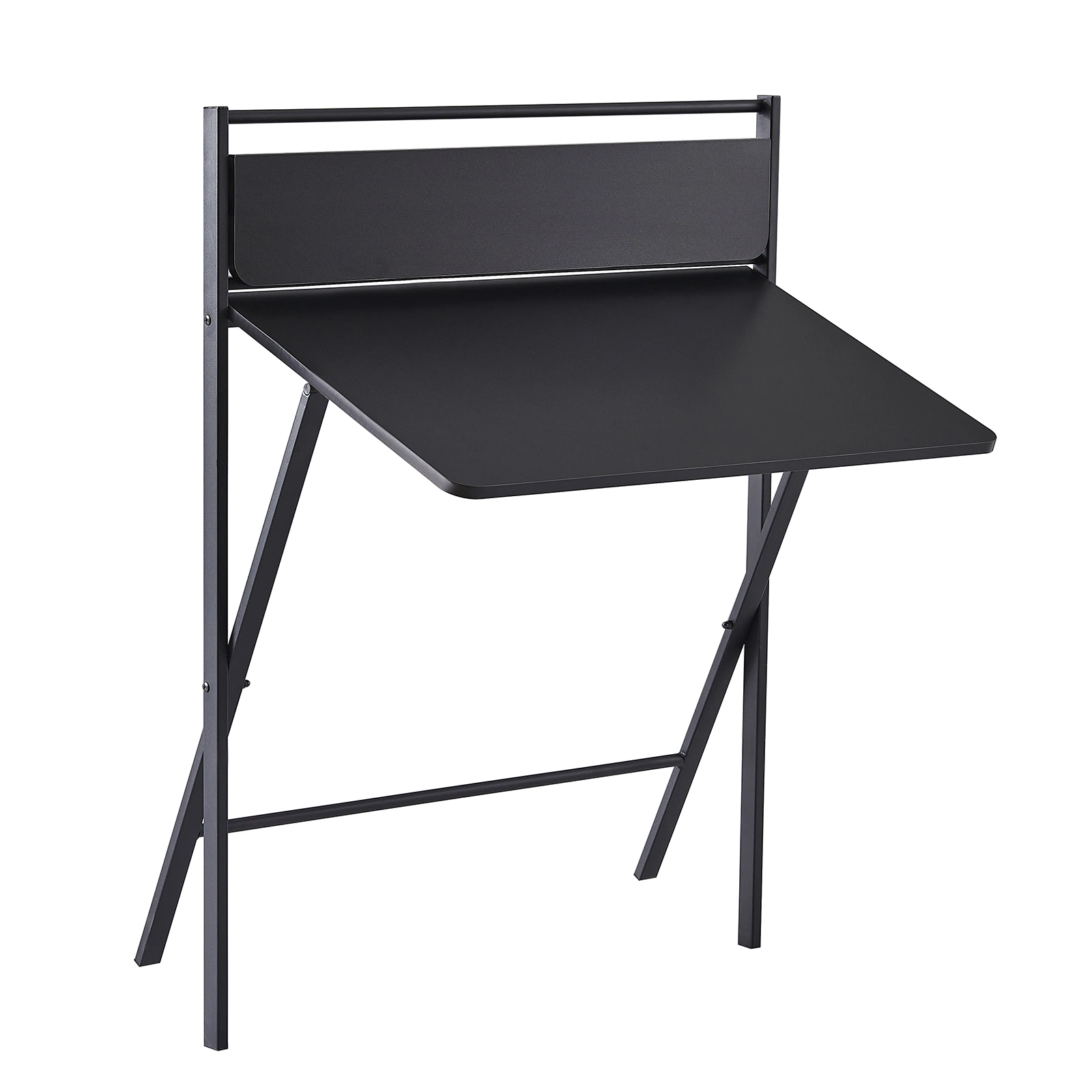 Folding 2 Tier Foldable Assembly Saves Space for Home Office Study, Metal Frames/Wood Top Laptop Table, Black Computer Desk Black Ws-Swf-Sk-CT12