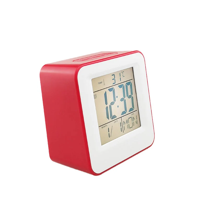 Cubic Design Battery Operated Digital LCD Sound Control Desk Alarm Clock 3632