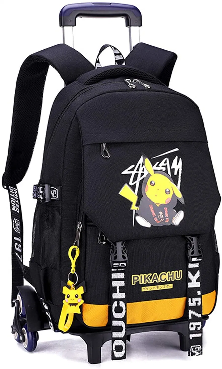 Pikachu Anime School Rolling Trolley Bag for Student