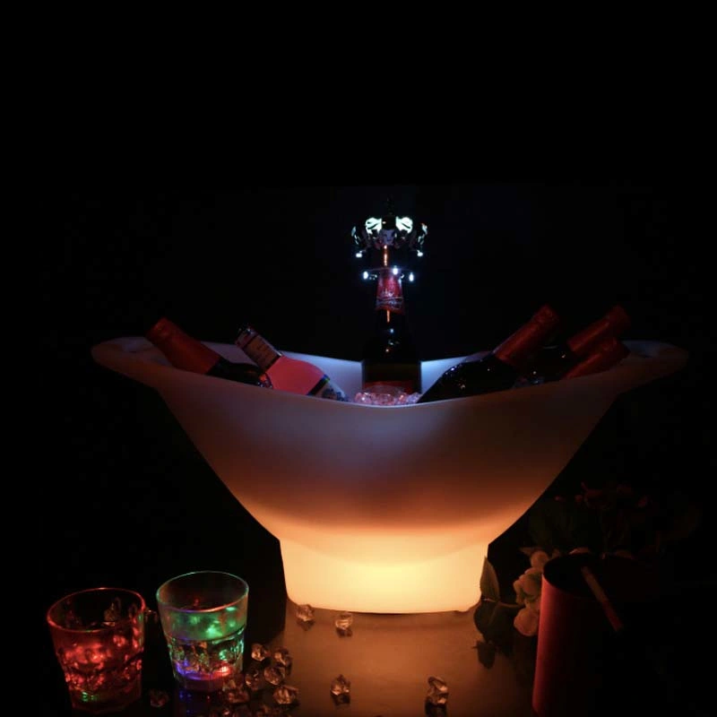 Modern Event Bar Pub Furniture Plastic LED Beer Ice Bucket for Sale