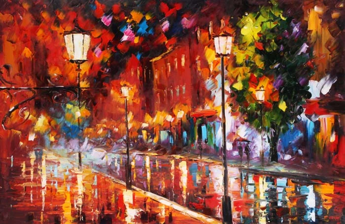 Handmade Landscape Oil Paintings Afremov Reproduction on Canvas