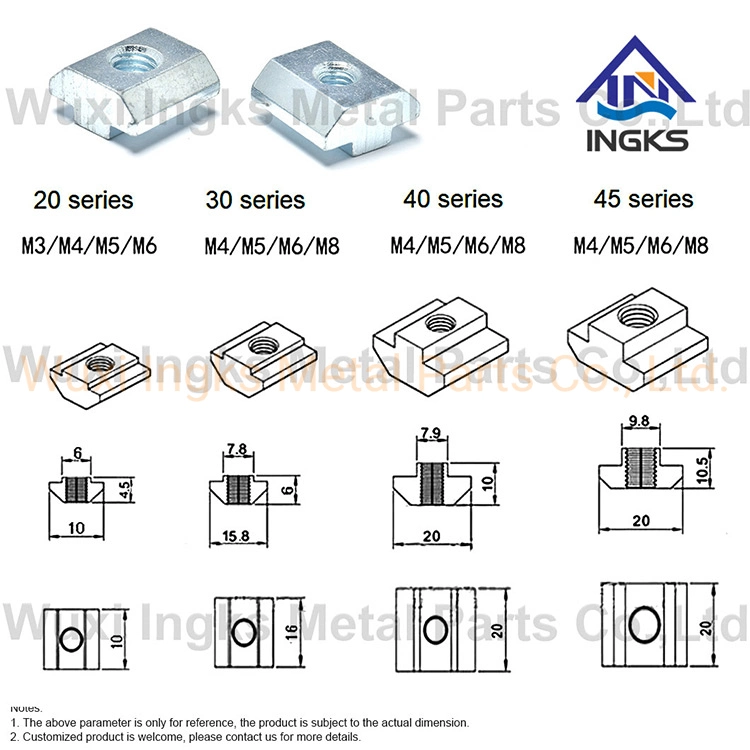 Ingks Supply High quality/High cost performance Carbon Steel blue White Zinc Plated JIS B 1167 T Slot Sliding Nuts