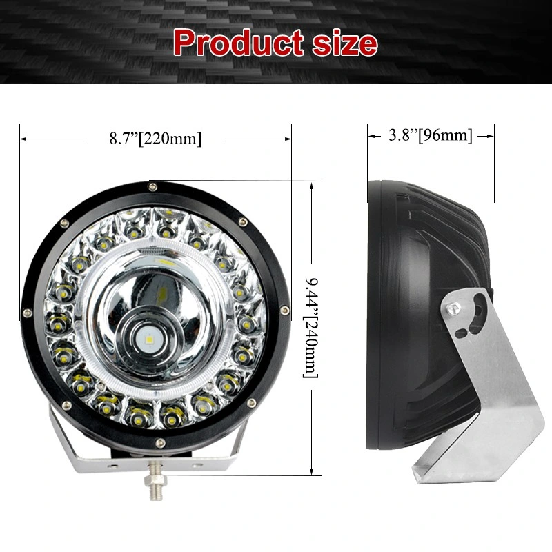 12V/24V 9'' 142W Round shockproof Off Road Driving Lights Barco Iluminação para o Jeep do pick-up do camião