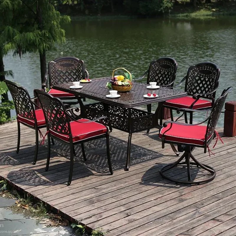 Durable Aluminum Big Dining 4 Chairs and 1 Table Bistro Sets Matt Black Cast Iron Decorative Outdoor Garden Bistro Furniture