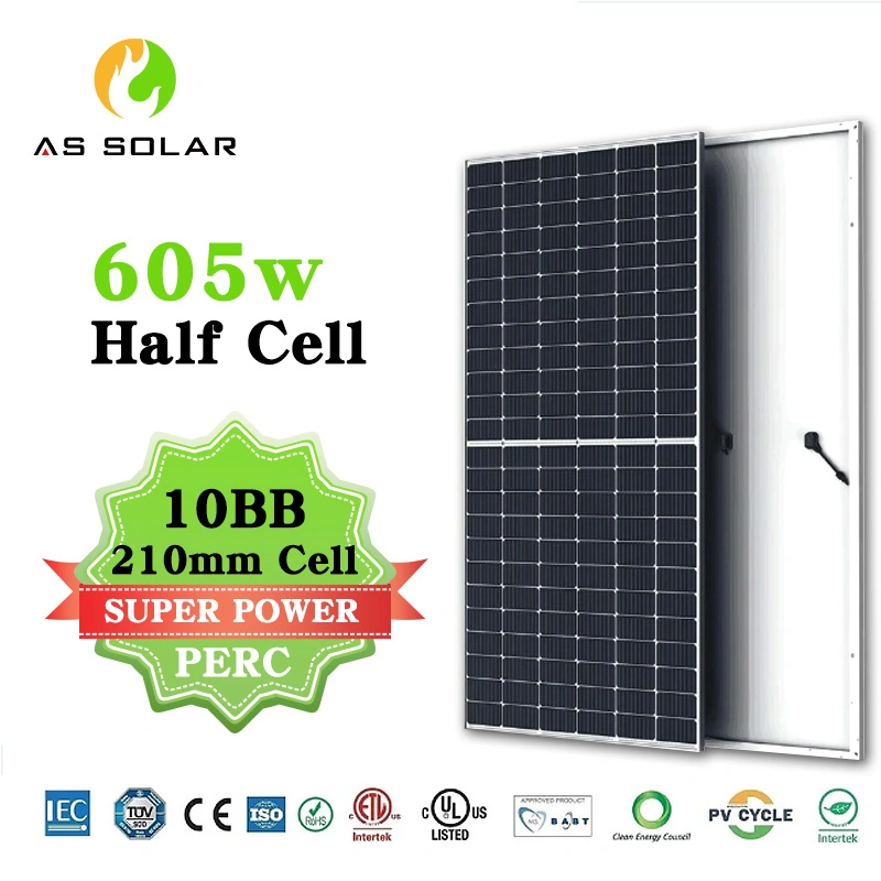 Solar Panels PV Module 600 605 Watt Perc Half-Cut Full Black Solar Panel Module Home Electrical Power Solar System