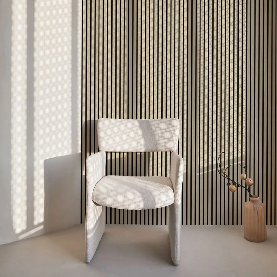 Olanglab Wood Slat Wall Panels Lattenwand Sound Absorbing Soundproof Acoustic Panels 3D Wood Wall Tiles for Interior Wall Decor