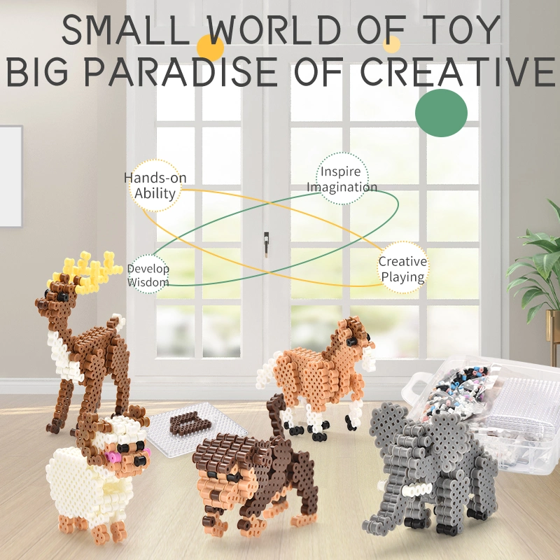 3D Animals Series Ironing Beads Set Aqua Beads for Kids DIY Building Toy Small World of Toy Big Paradise of Creative 1500PCS Combination of 6 Little Animals