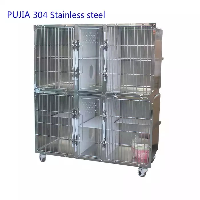 High End Stainless Steel Veterinary Feline Cat Combination Cage Used for Medical Clinic Hospital