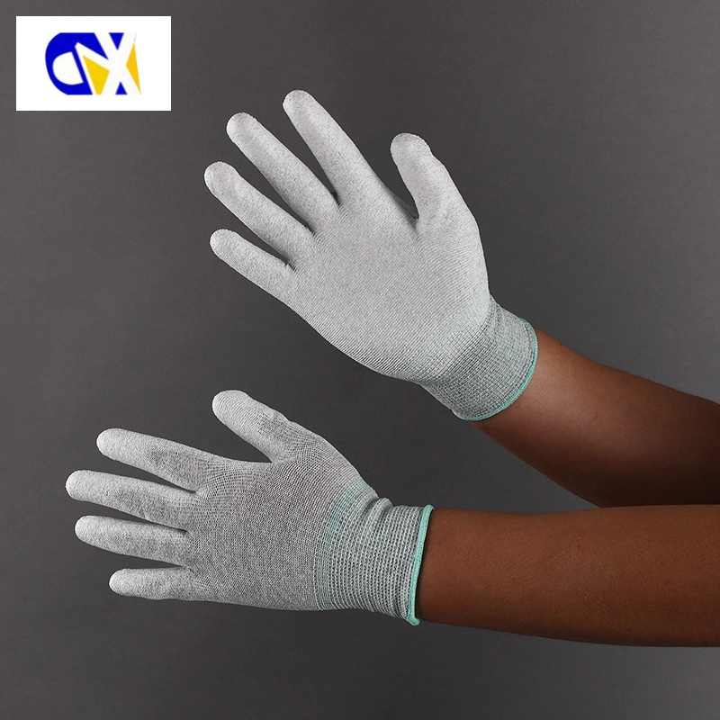 13G Carbon Fiber Nylon PU Coated Palm ESD Gloves