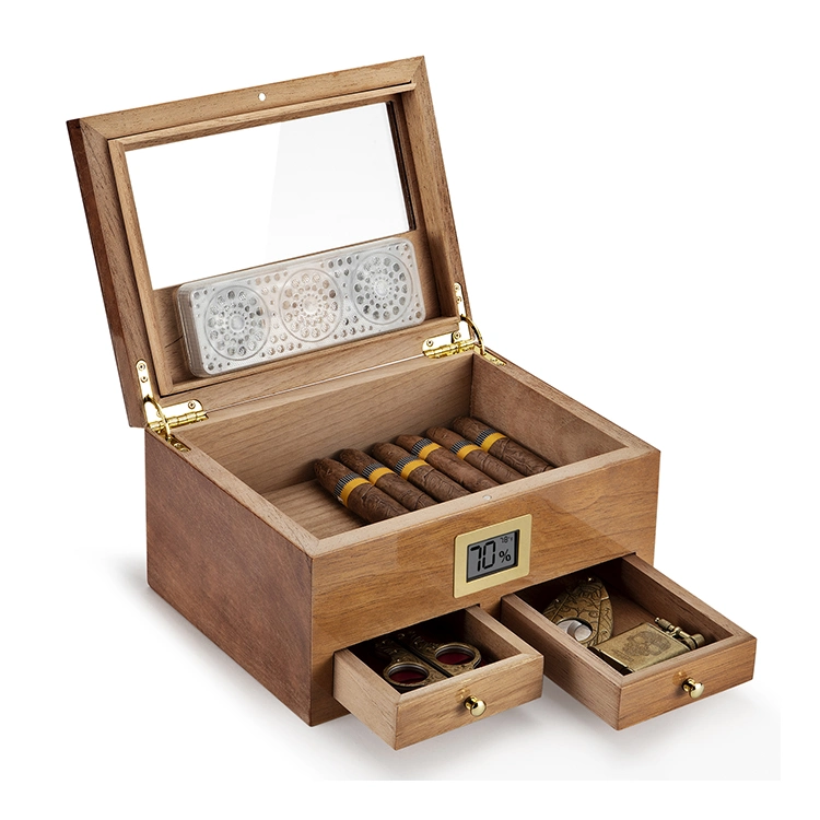 Nouveau design d'usine Cigar Humidor Logo personnalisé Cigar Boîte en bois de cas