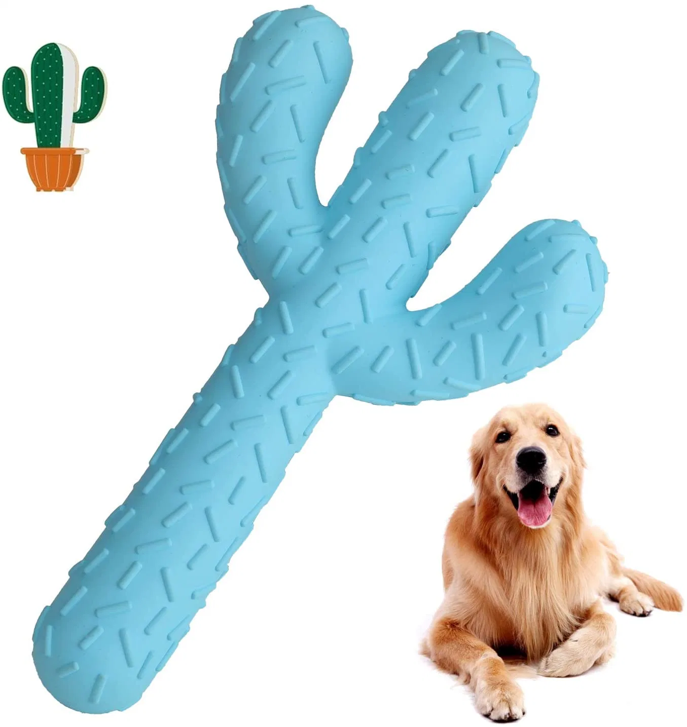 Cheap Price Blue Color Cactus Shaped Rubber Dog Chew Toy