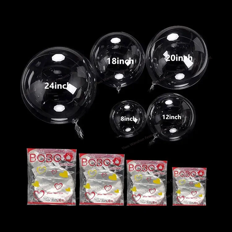 Vente à chaud 10 18 24 36 pouces branlable transparent transparent Boule circulaire en plastique à motif boules pour la décoration de fête et l'imprimé ballons