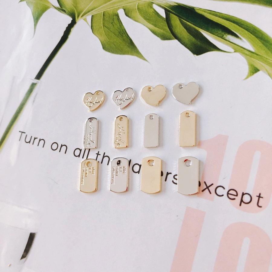 DIY Alloy Electroplating Mini Rectangular Love Pendant Single Hole Earrings Necklace Pendant Accessories