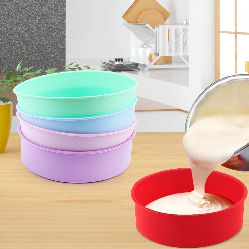 أدوات كيك مجانية من نوع Silicone مستديرة من نوع DIY Cake Mold Non-Stick Kitchen Bakeware
