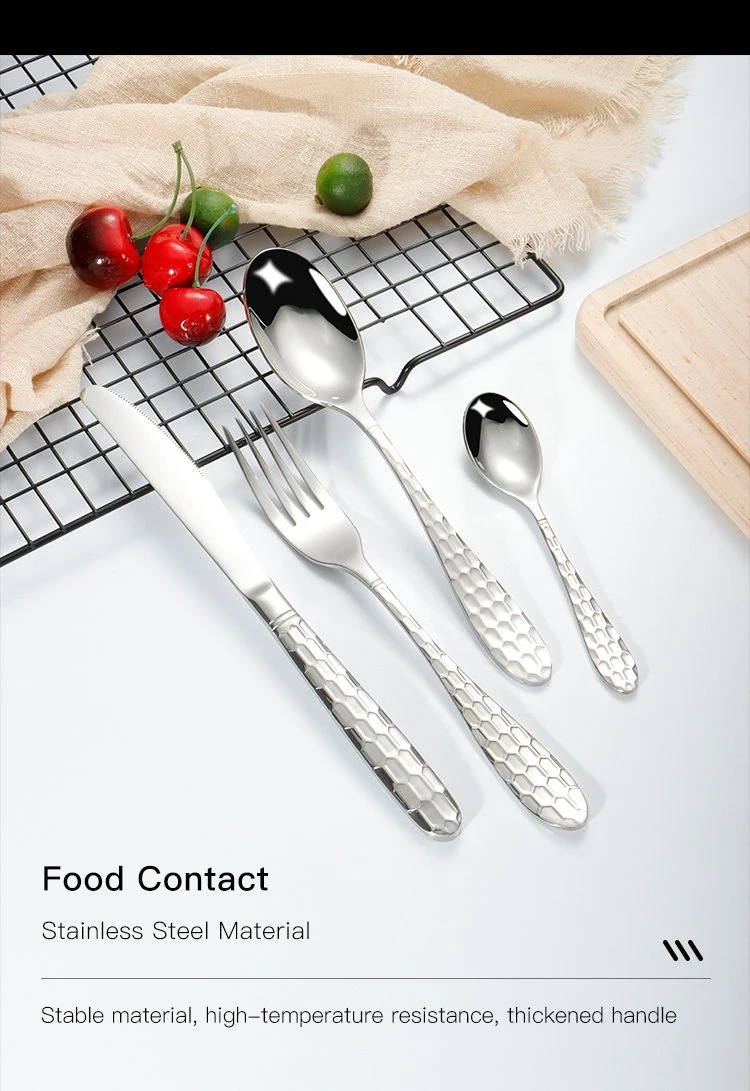 Unique Handle Design Stainless Steel Cutlery Set 4PCS Table Knife Fork Spoon and Teaspoon Set Silverware Kitchen Table