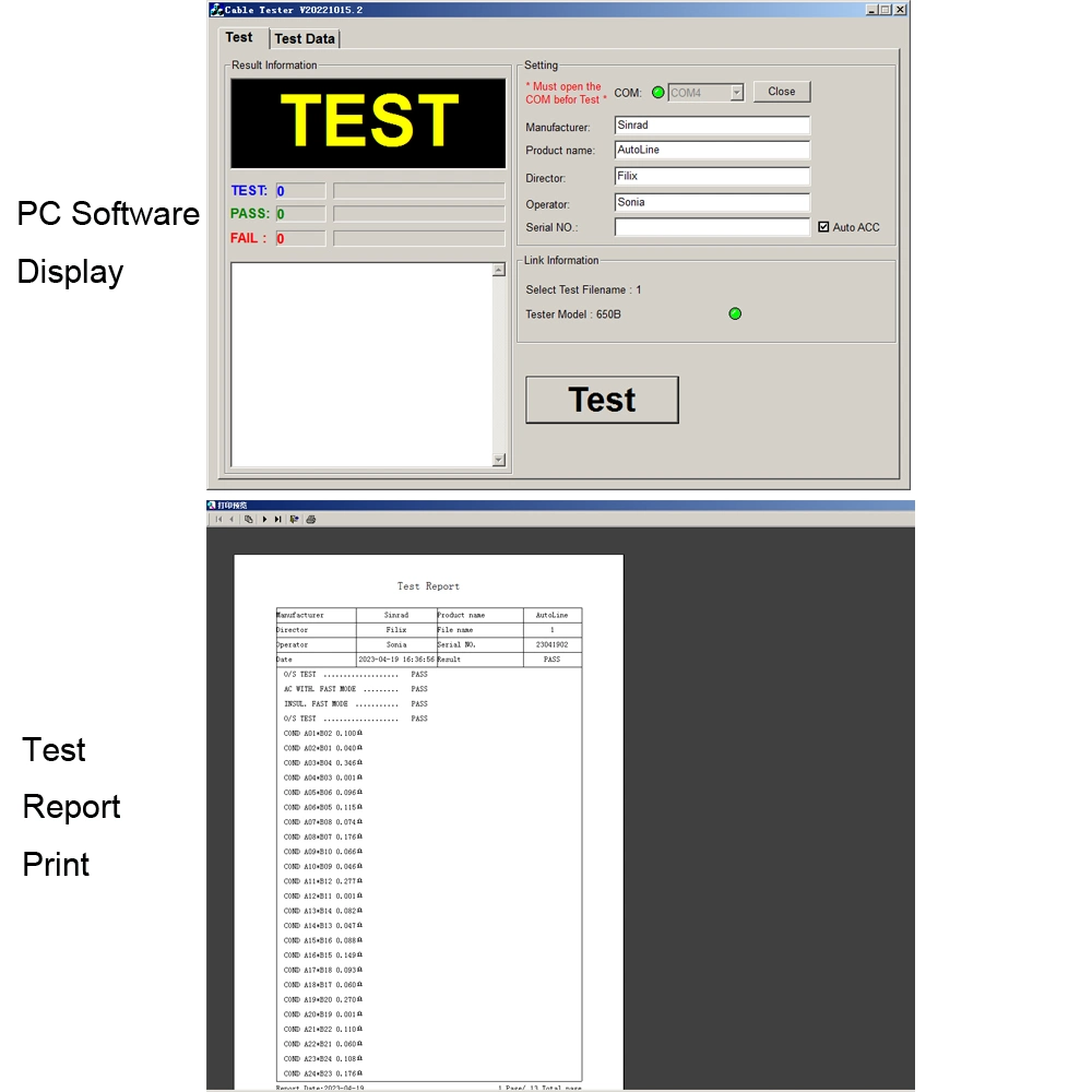 Testeur de machine pour le test de câble de faisceau de câblage de commande PC avec Logiciel PC