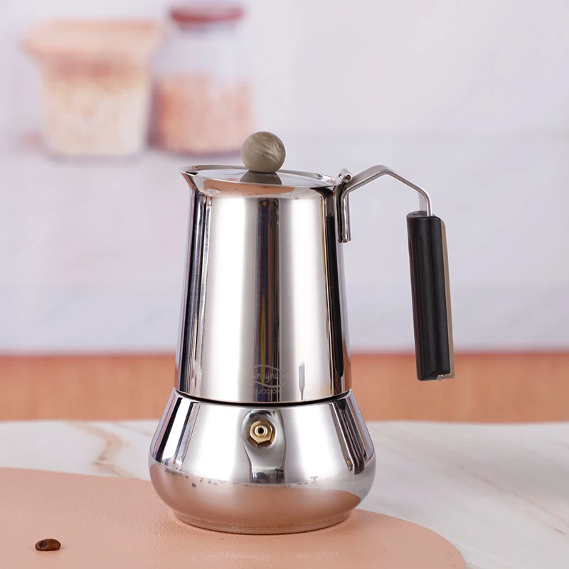 Caixa personalizada Silver banheira de água quente do sistema de venda Fogão Máq. café estilo italiano em aço inoxidável Moka Pot