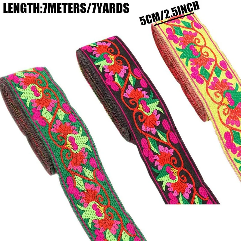 Hot Sale Custom Logo Polyester Woven Floral Pattern Jacquard Ribbon Embroidered Fabric Trim Fringe for Garment Accessories