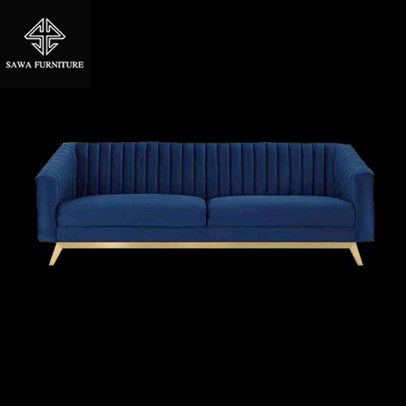 Home Blue Modern Design Italian Luxury Corduroy Suede Couches Two Seaters Love Seat Sofa