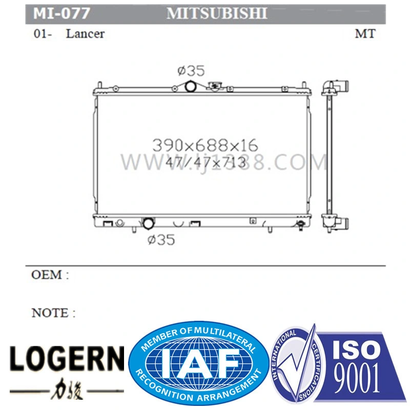 Voiture partie automatique de l'aluminium pour Mitsubishi Lancer'01- MT