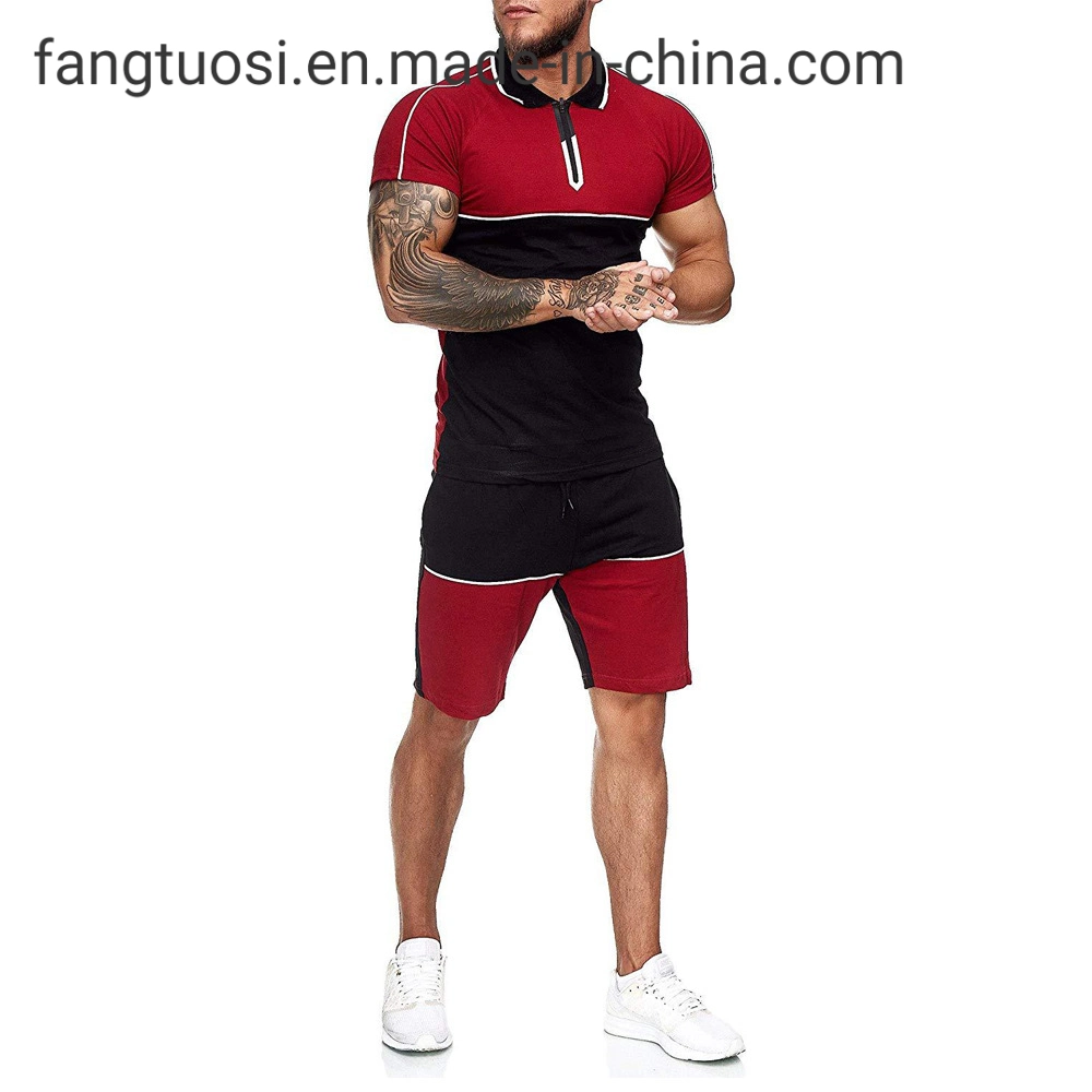 Men's Summer Sports Suit Colorblock Slim Fit Casual Fashion Sportswear