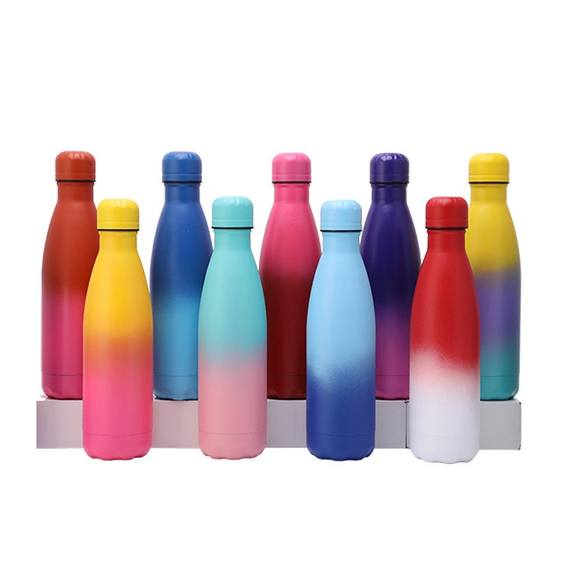 Градиентный цвет 17 унций велосипедная спортивная бутылка для воды в форме колы