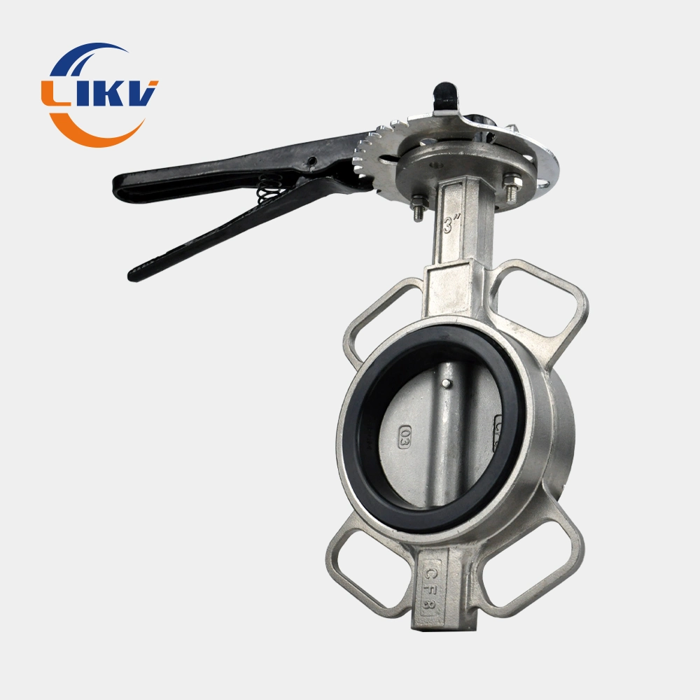 Industrial Stainless Steel Soft Seat Manual Wafer Type Butterfly Valve for Water