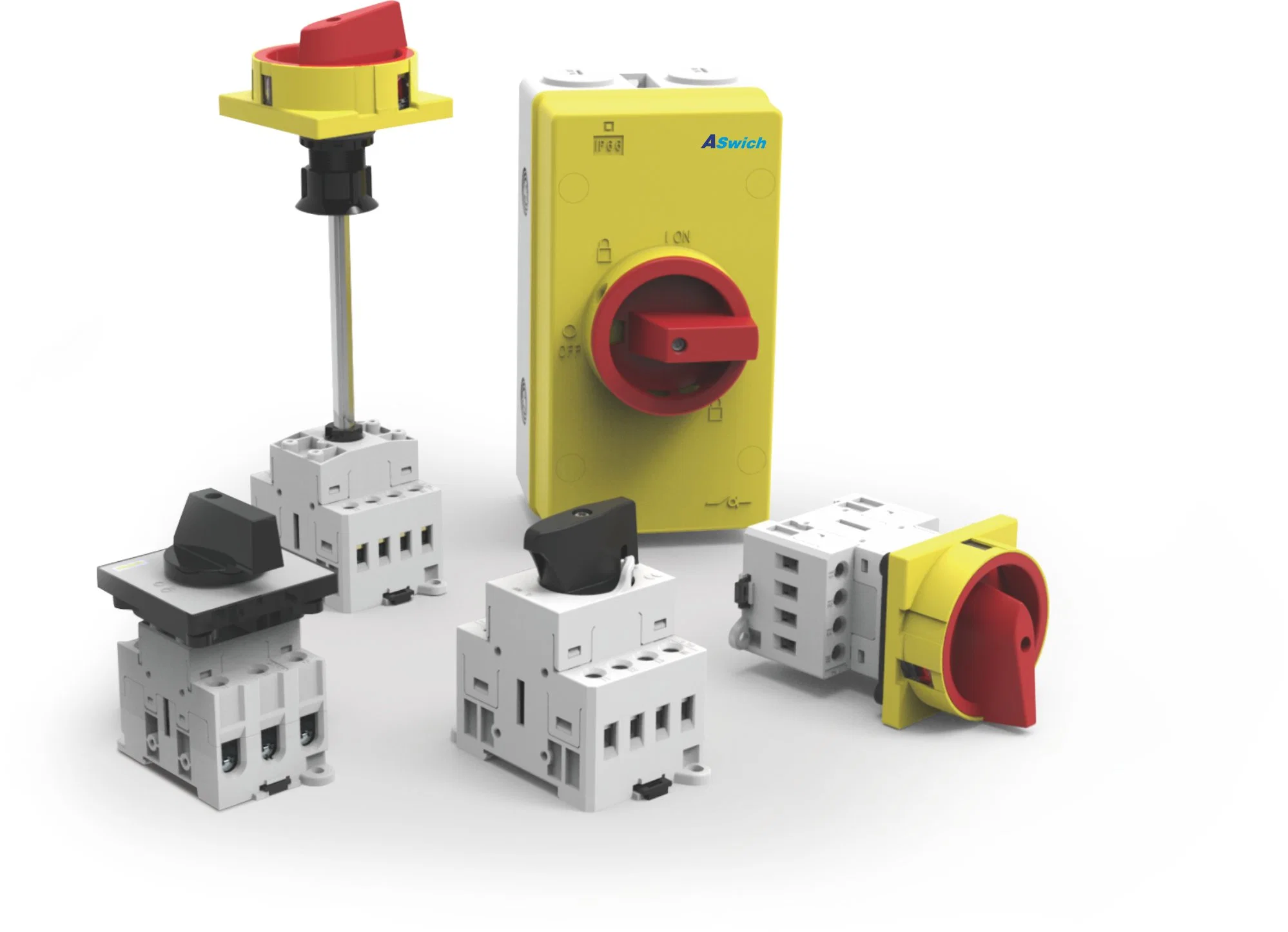 Aswich Electrical Power IP66 Yellow Box Red Rotary Wasserdicht isolierend Trennschalter